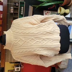 Gold cable knit Lands End sweater size M